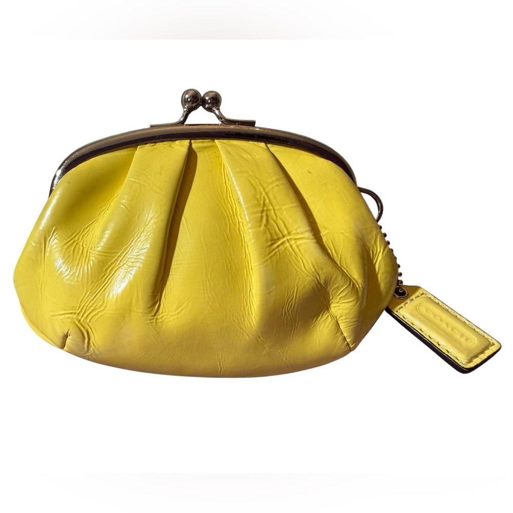 Yellow Leather Kiss-Lock Clutch Wallet - Picture 3 of 13